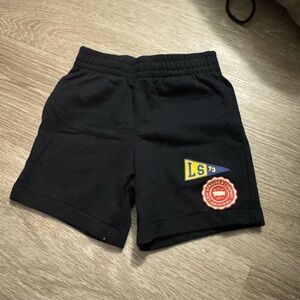 Kids Black Patch-Detail Cotton Shorts